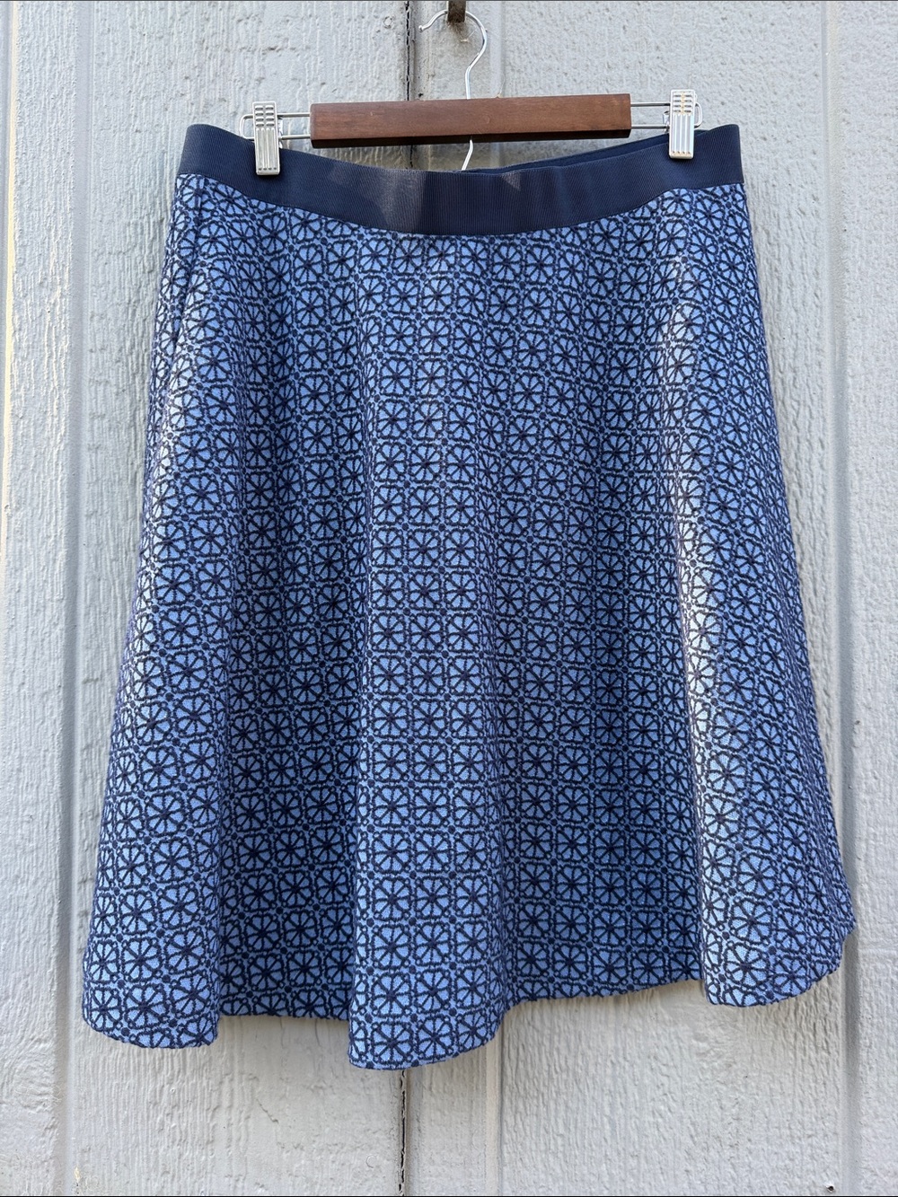 Boden Navy Blue Patterned Flared Skirt Size: 10L